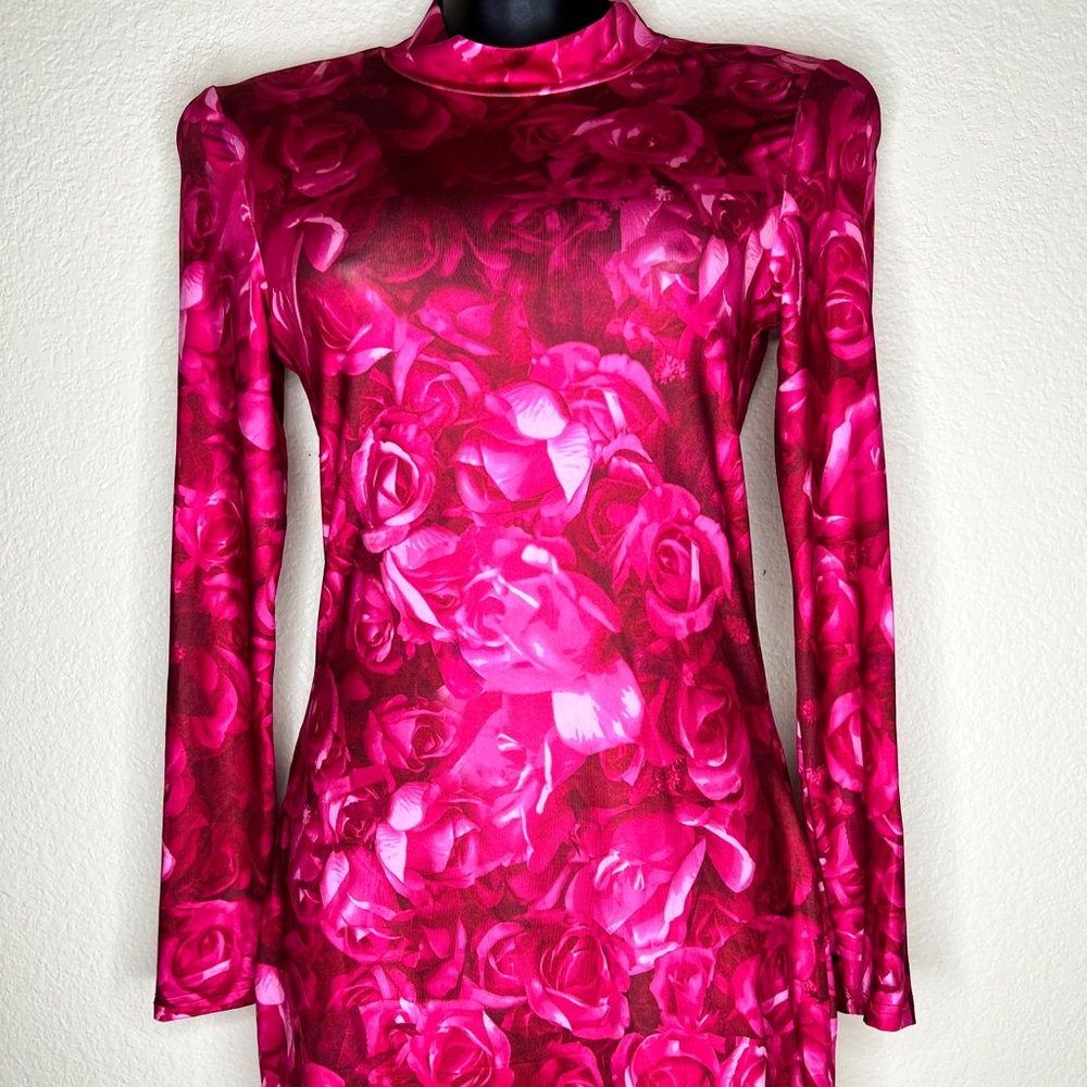 Rose Flower print body on Dress with gloves